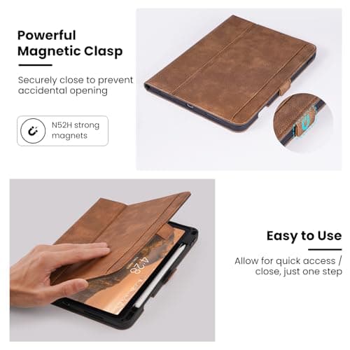 AsileCuir Case for iPad A16 (11th Gen)/iPad 10th Generation, Dark Brown — view 6