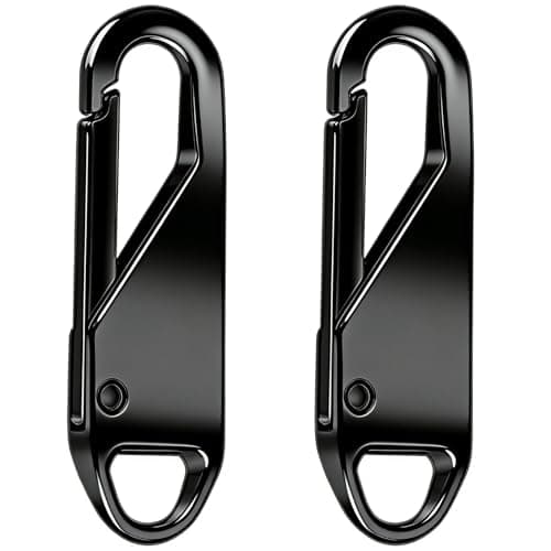LIIMZII 2 Pcs Zipper Pulls, Metal Zip Pull Tabs Replacement, Spare Universal Zippers Tab Pullers, Removable Repair Kit for Luggage, Backpacks, Suitcases, Jackets, Purses, Handbags, DIY (Black)