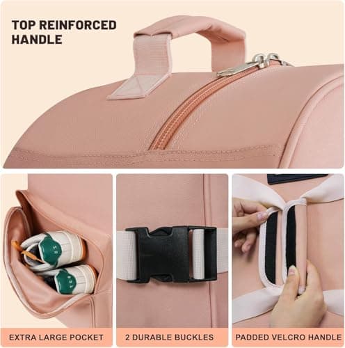 Golf Travel Bags with Wheels, 1200D Heavy Duty Oxford Wear-Resistant with Extra Storage Bag, Lightweight & Portable Golf Club Travel Cover for Airlines Easy Storage，Pink：Handle — view 4