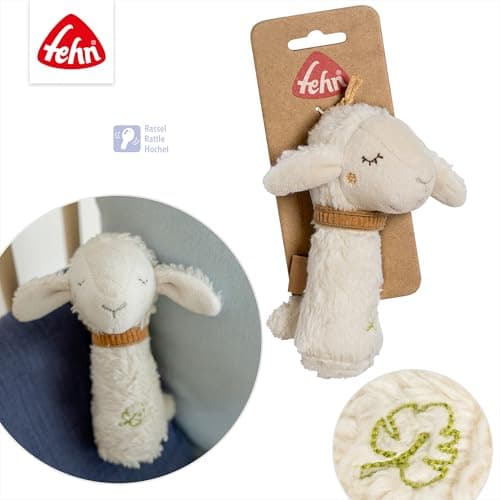 Fehn Natural Sheep Rod Rattle - Motor Skills Toy with Rattle and Organic Cotton (kbA) - Playfully Promotes Early Childhood Learning - Faithful Companion for Babies and Toddlers from 0+ Months — view 5