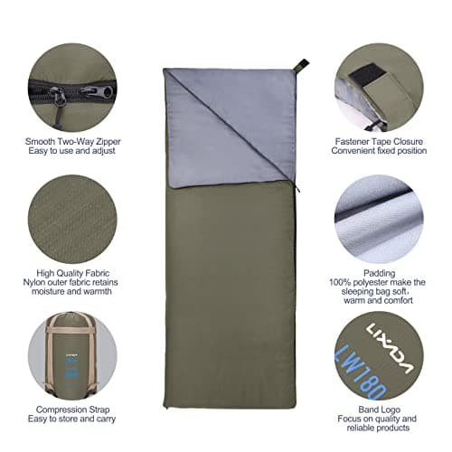 Lixada Sleeping Bag Single Person 3 Seasons Lightweight Warm Indoor & Outdoor Use for Kids,Teens & Adults for Hiking, Backpacking and Camping — view 3