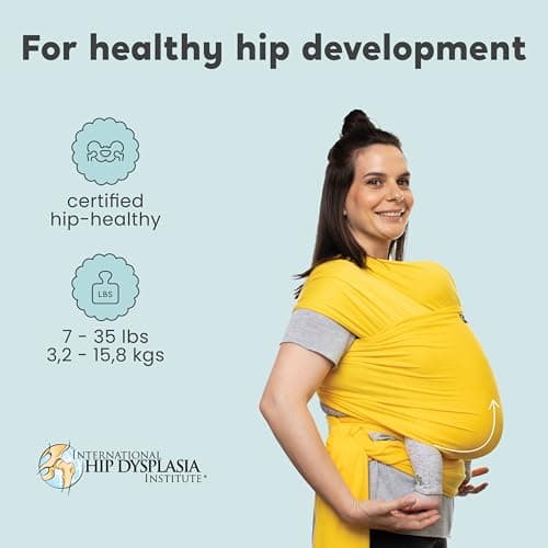 Cuddlebug Baby Wrap Carrier, Soft Stretchy Newborn Sling, 3-16 kg, Yellow — view 3