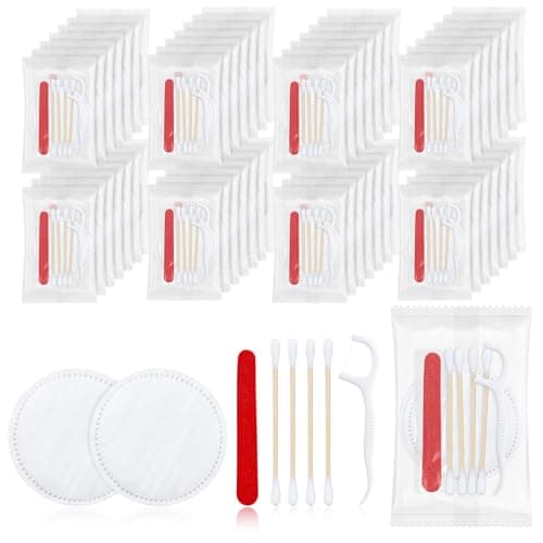 100-pack Hotel Vanity Set, Hotel Supplies Toiletries Individually Packaged, Hotel Vanity Kit with Cotton Pads, Cotton Swabs, Dental Floss and Nail File