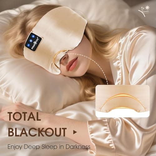 MUSICOZY 100% Mulberry Silk Cooling Sleep Mask Headphones, 100% Blackout — view 3