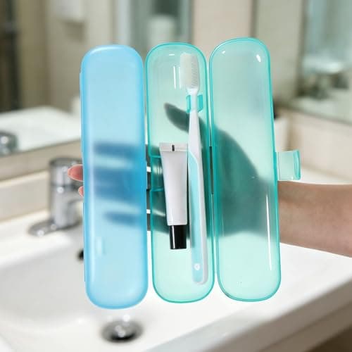 Exclaith 2Pcs Toothbrush Holder Travel, Breathable Tongue Scraper Case — view 5
