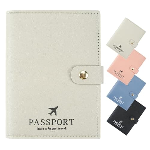 ILIYAH British Passport Holder Wallet - Passport Cover Premium PU Leather Travel Passport Case with Distinctive Design for Men Women (Light Grey)