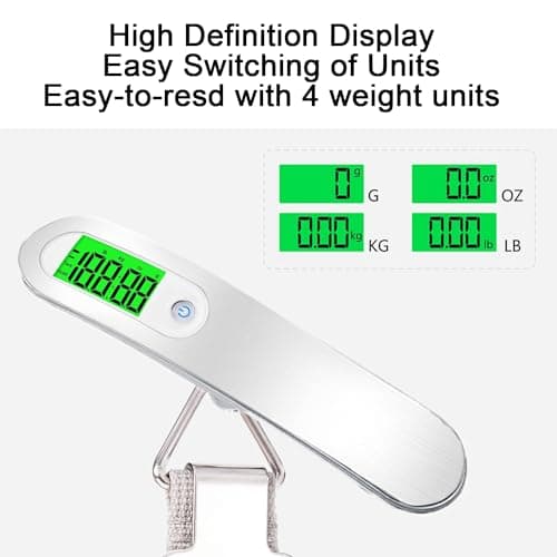 WUBAYI Luggage Scale Digital Electronic Travel Scale Hanging Scale Weight Scale Travel Accessories 110lb/50kg Capacity With Tare Function Backlit LCD Display Designed For Suitcase Luggage — view 4
