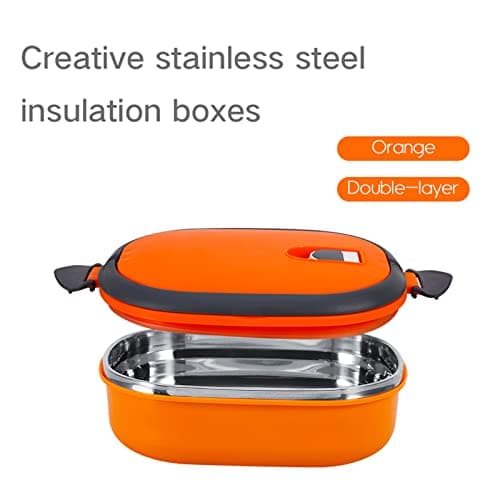 Raguso Single Layer Thermal Lunch Box , Stainless Steel Lunch Box , Portable Carry Hand Thermal Food Container , for Student Work Picnic , Travel , Camping(Orange) — view 4