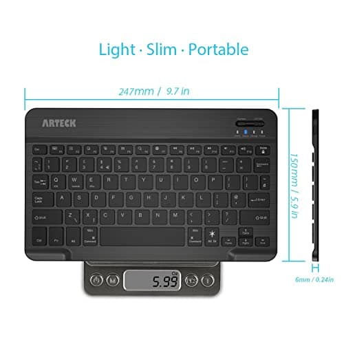 Arteck Universal Backlit 7-Colors & Adjustable Brightness Ultra Light Slim Portable Wireless Bluetooth 3.0 Keyboard for iOS iPad Pro, iPad Air, iPad Mini, Android, MacOS, Windows Tablets PC Smartphone — view 5
