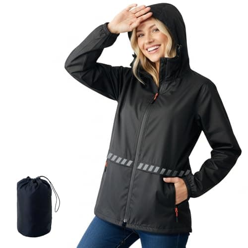 WUDEUI Waterproof Rain Jacket for Women, Lightweight Packable Raincoat with Hood for Outdoor Golf Hiking Travel Windbreaker