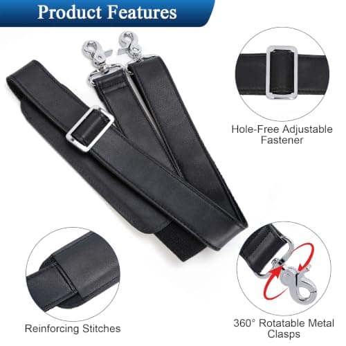 TIDING Genuine Leather Shoulder Strap Replacement for Laptop Briefcase — view 4