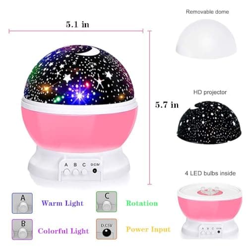 Toys for 1-10 Year Old Girls,Star Projector for Kids 2-9 Year Old Girl Gifts Toys for 3-8 Year Old Girls Christmas Gifts for 4-7 Year Old Boys Birthday Gifts Stocking Stuffers for Kids (A Pink) — view 2