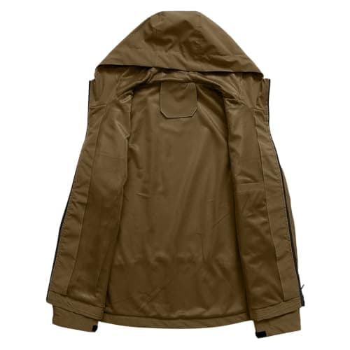 Anbiryeik Waterproof Jackets Mens Windproof Hooded Raincoat Lightweight Packable Softshell Jacket Fast Dry Breathable Summer Windbreaker Pullover Top for Running Cycling Climbing Walking Coffee 3XL — view 4