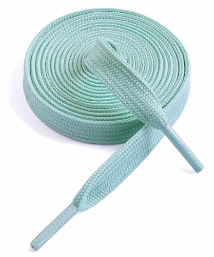 VSUDO 55 Inches Mint Green Fine Weave Flat Shoe Lace for Sneaker, 5/16” Width Flat Sneaker Shoestring, Flat Sneaker Shoelace, Flat Shoe String for Running Athletic Shoes (1 Pair-Mint Green-140CM)