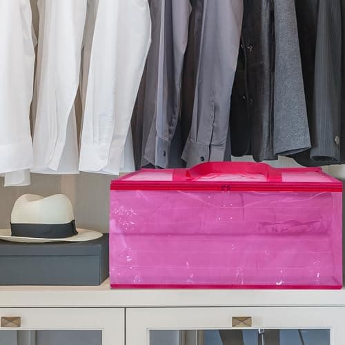 Vieshful Pink 40L Clear Clothes Storage Bag with Zipper 3 Pack — view 6