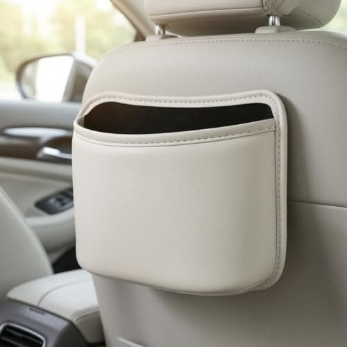 Baoblaze Car Door Organizer Featuring Trash Can Storage Box and Built in Cup Holder Leather Fleece Material Suitable for Vehicles Road Trips Commute, Large/Off White, Off White, Large — view 4