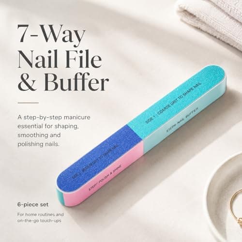 Livawnd 6 Pack 7-Way Nail File and Buffer Blocks, Multi-Grit Manicure Tools for Nail Shaping, Smoothing & Polishing, Portable Home & Travel Nail Care Set — view 3