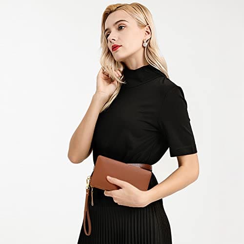 SENDEFN Wristlet Bag, RFID Blocking Clutch Bags, Genuine Leather Handbags for Women with Wrist Strap and Zip Pocket Compartment — view 6