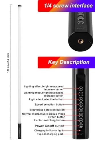 ZDMDRGB 6Pack 4ft Portable 5000mAh Battery Powered RGB Tube Light with Case Handheld Color Neon Lights Bar Stand for LED Video Studio Light Stick Photography DJ Dance Party Stage Photo Booth Lighting — view 6