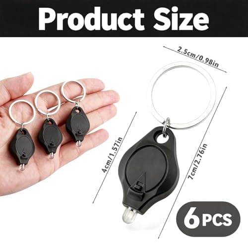 Zquqwa 6 PCS Note Checker UV Light, Money Watermark Checker Torch Mini LED Keychain Flashlight, Purplelight Pocket Size UV Detector for Paper Notes, Counterfeit Detection, Keyring Flashlights Black — view 2