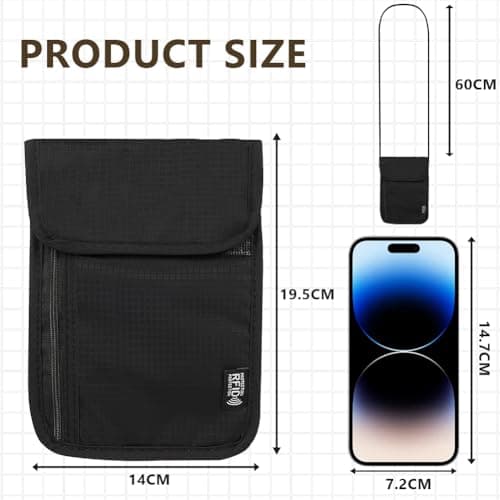 flintronic Travel Neck Wallet, Neck Pouches with RFID Blocking, Passport Holder Pouch with Adjustable Strap, Travel Wallet for Men and Women, Keep Cash Cards Phone Safe — view 2
