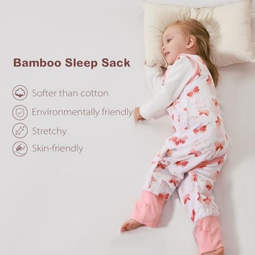 ToyaTec Baby Sleeping Bag with feet Super soft Rayon Made from Bamboo,Children's Bamboo fiber Sleeping Bag 2.5 Tog Autumn Winter Sleeping Blanket(Pink,M) — view 2