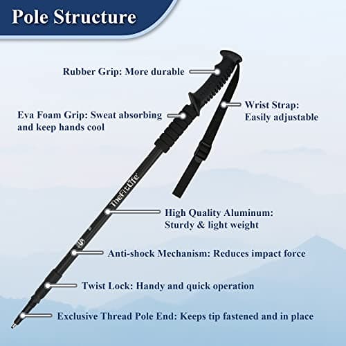 TheFitLife Hiking Walking Trekking Poles - 2 Pack With Antishock And Quick Lock System, Telescopic, Collapsible, Ultralight For Hiking, Camping, Mountaining, Backpacking, Walking, Trekking — view 2