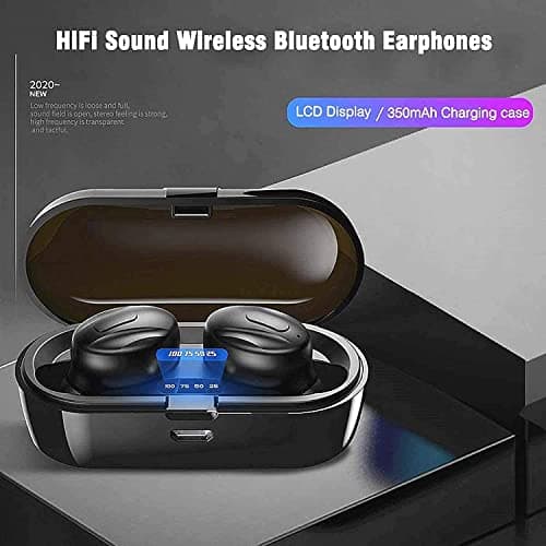 Xawy Bluetooth Headphones, Bluetooth 5.0 Wireless Earphones in Ear Stereo Sound Microphone Mini Wireless Earbuds with Headphones and Portable Charging Case for iOS Android PC XA-8 — view 2