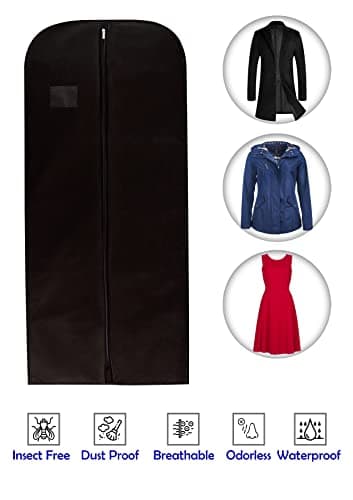 Wedcova Suit Covers for Men | Hanging Garment Bags | Travel Blazer & Jacket Bag | Clothes Storage Cover with Zipper | Suits Carrier Moth Proof Protector | (24'' x 54'') | Pack of 3 | Black — view 4
