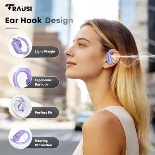 Wireless Earbuds, Bluetooth 5.4 Headphones, True Wireless Stereo Sound Earphones with Noise Cancelling Mic, Fast Charging, IPX7 Waterproof, Comfort Fit Ear Buds for Sports/Workouts (light purple) — view 2