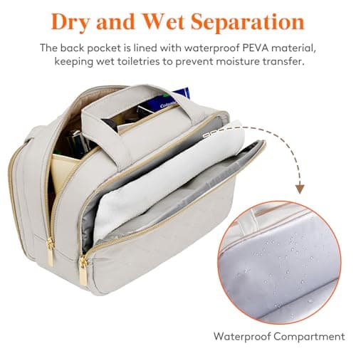 Lifewit Toiletry Bag for Women, Travel Wash Bag, Grey, Medium — view 5