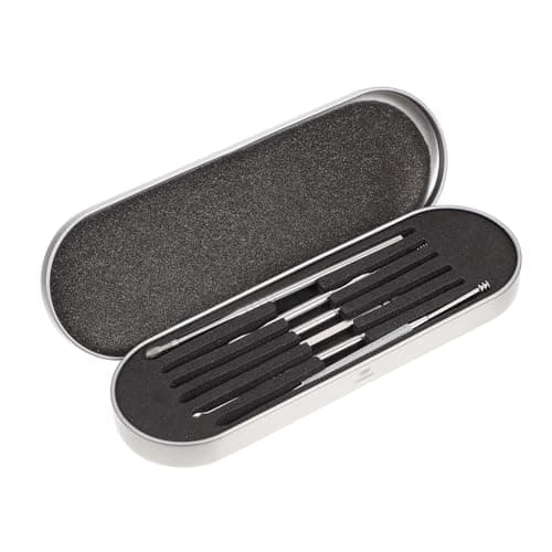 CIMAXIC Ear Picks Kit and Travel for Daily Family Use for Daily Family Use and Travel Stainless Steel with 6 Portable Round Earwax Removal Tools Comfortable Massage Ear Canal Cleaning