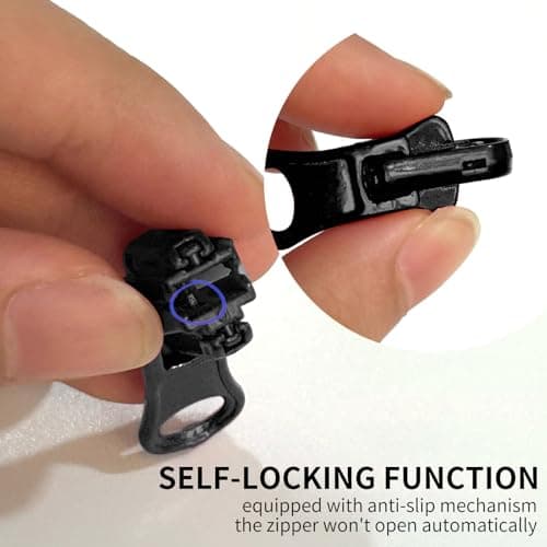 10Pcs #5 Reversible Zipper Sliders Repair Kit U-Shape Stops Black Silver — view 4