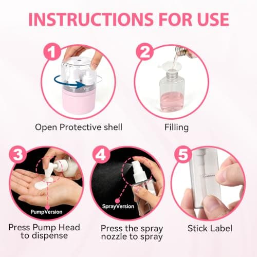 Xiuxhae Refillable Dunkle 4 In 1 Travel Bottles Set for Toiletries(PINK) — view 3