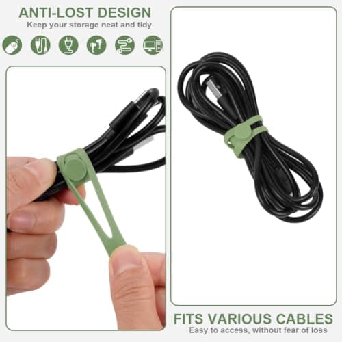 OFFCUP Silicone Cable Ties, 30pcs Reusable Cable Straps, Cord Organizers — view 3