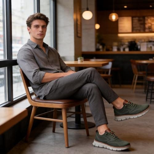Breeze shoes for men Oxfords Lace-Up Lightweight Casual Walking Shoes men's dress shoes mens wearbreeze shoes breeze urban shoes for men Comfortable and breathable, Green, 9 UK — view 2
