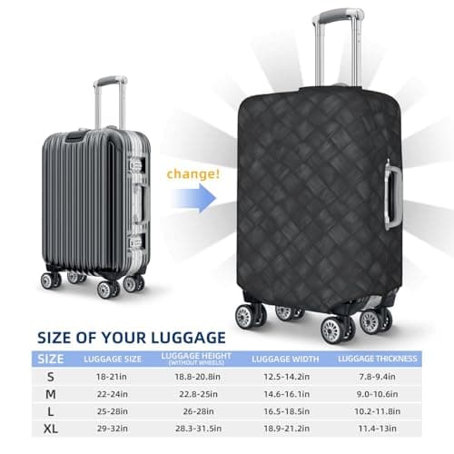 Woshuwo Carbon Fiber Weave Pattern Elastic Travel Luggage Covers Dustproof Scratch-Resistant Suitcase Protector Fit 22-24 Inch — view 5