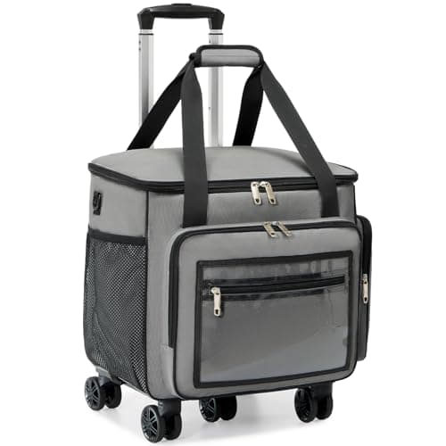 Amythe Rolling Teacher Tote Bag with 15.6" Laptop Compartment, 5 Wheels Craft Cart Organizer with Detachable Trolley, Laptop Briefcase for Women for Office,Work,Travel, Grey