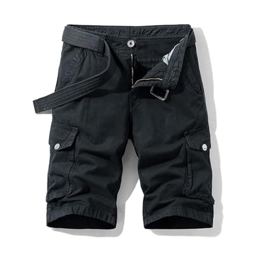 YUECIBAI Sports Running Shorts For Men Men'S Multi Pocket Cargo Shorts Male Cotton Mens Shorts Pants 34 Black