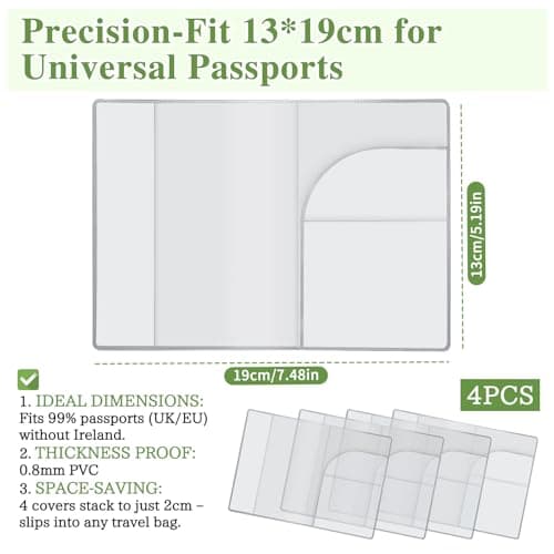 4 Pack Transparent & Non-Scratch Frosted PVC Holders | Waterproof Passport Cover for UK British Passports | Secure Fit Travel Good Helper with Dustproof Protection (PVC) Not Valid for Irish Passports — view 2