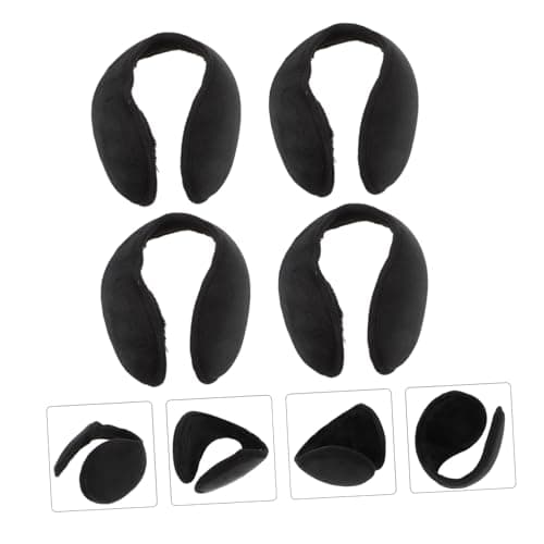 LIFKOME Plush Ear Warmers 4 Pack Black Windproof Compact Winter Earmuffs — view 2