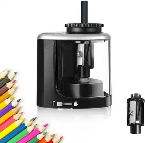 Electric Pencil Sharpener, Pencil Sharpener with Container, Battery Powered