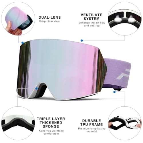 FMY OTG Ski Goggles,Snowboard Goggles for Men,Women & Youth Anti Fog — view 3