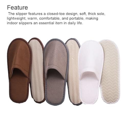 TWISAXC 10 Pairs Coral Fleece Disposable Hotel Slippers Beauty,Brown — view 6