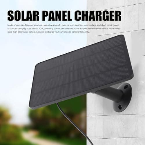 CYSFETENA 10W Solar Panel Charger for Ring Cam, 5V Professional Efficient IP65 Portable Solar Panel with 9.8ft Cable for Ring Stick Up Cam (CSP4W-DC-B) — view 4