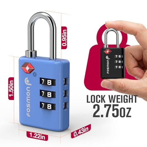 Fosmon TSA Accepted Luggage Locks, (4 Pack) Open Alert Indicator 3 Digit Combination Padlock Codes with Alloy Body for Travel Bag, Suit Case, Lockers, Gym, Bike Locks - Black, Blue, Pink, and Silver… — view 2