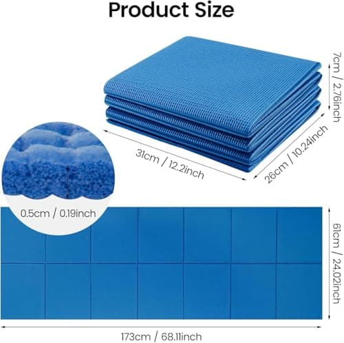 M.J COMFY-LIFE Travel Foldable Yoga Mat — 5mm Non-Slip Portable Exercise & Gym Mat for Yoga, Pilates, Travel & Fitness (Lightweight, Water-Resistant, Fits Backpack) — Unisex (Blue) — view 3