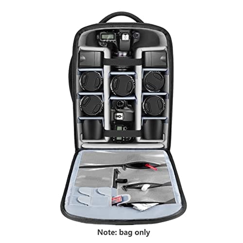 Neewer 2-in-1 Sliding Camera Backpack Suitcase Style Convertible with Double Handle, Shockproof with Removable Padded Compartments for SLR/DSLR Cameras Tripod Lenses (Black) — view 4