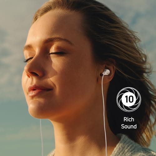 Panasonic RP-TCM225DEW USB-C Earphones, In-Ear Earbuds, Wired Headphones with Built-in Mic & Remote, Powerful Bass, Customisable Fit, 1.2m Cable, White — view 3