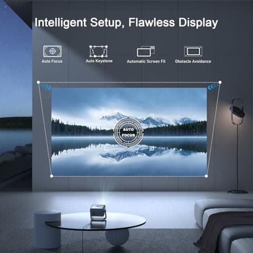 【Officially-Licensed APP & Auto Focus & Keystone】Mini Smart 4K Projector, VOPLLS 1000 ANSI Full HD 1080P WiFi 6 Bluetooth Portable Projector, Movie Projectors for Bedroom/Outdoor/Phone — view 3